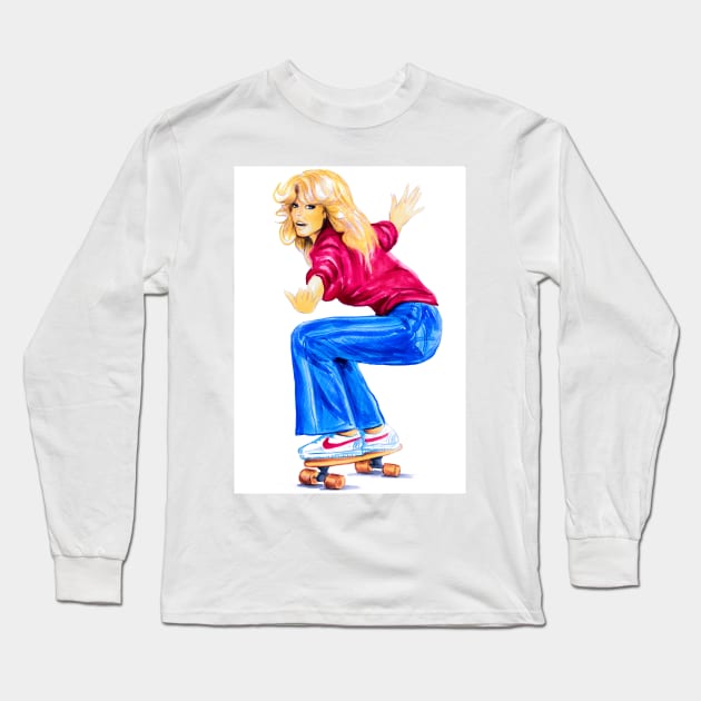 Farrah Fawcett Long Sleeve T-Shirt by Svetlana Pelin